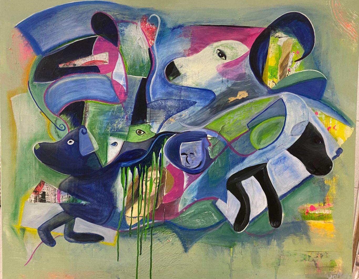 "Freu(n)de" 50x60cm Mixed auf Canvas 1700,- € VB